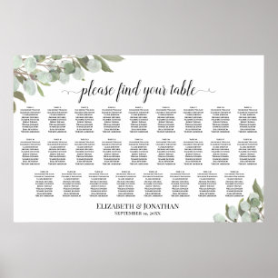 26 Tafel Rustieke Eucalyptus Trouwstoelindeling Poster