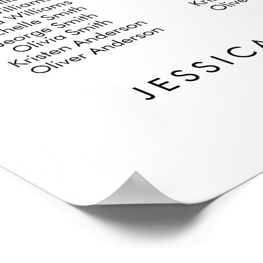 26 Tafels Ons Favoriete Personen zitplaatsen Chart Poster (Hoek)