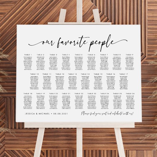 26 Tafels Stoelindeling Plan van Onze Favoriete Me Poster