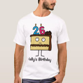 26e Birthday Cake met kaarsen T-shirt (Voorkant)