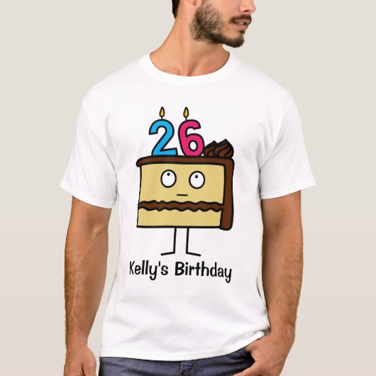 26e Birthday Cake met kaarsen T-shirt (Voorkant)