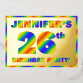 26e Birthday Party — Fun, regenboogspectrum "26" Folie Uitnodiging (Voorkant)