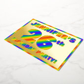 26e Birthday Party — Fun, regenboogspectrum "26" Folie Uitnodiging (Gedraaid)