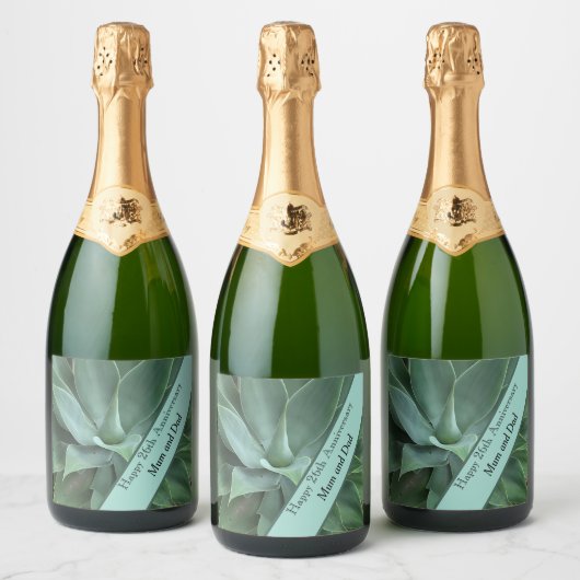 26e bruiloft Jubileum Jade Sparkling Wijnetiket (Flessen)