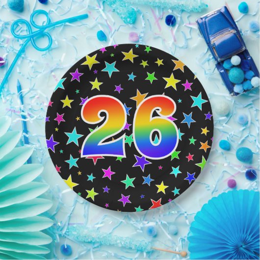 26e Evenement: Vet, Leuk, Kleurrijke Regenboog 26 Papieren Bordje (Feest)