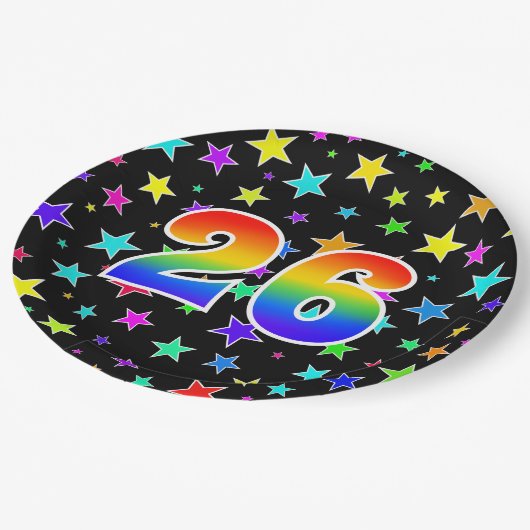 26e Evenement: Vet, Leuk, Kleurrijke Regenboog 26 Papieren Bordje (Gekanteld)