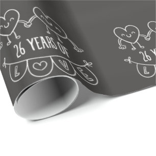 26e Jubileum Gift Chalk Hearts Cadeaupapier