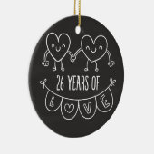26e Jubileum Gift Chalk Hearts Keramisch Ornament (Rechts)