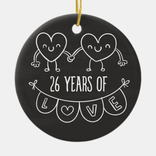 26e Jubileum Gift Chalk Hearts Keramisch Ornament (Voorkant)