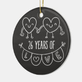 26e Jubileum Gift Chalk Hearts Keramisch Ornament (Links)