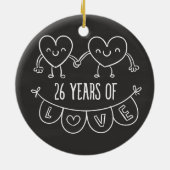 26e Jubileum Gift Chalk Hearts Keramisch Ornament (Achterkant)