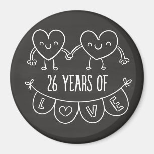 26e Jubileum Gift Chalk Hearts Magneet