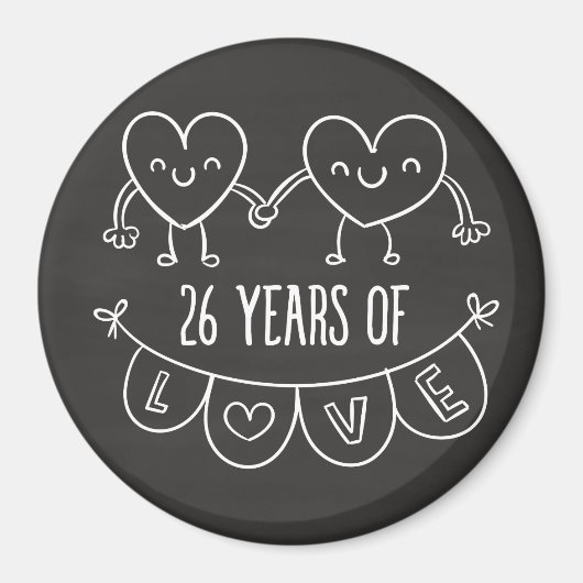 26e Jubileum Gift Chalk Hearts Magneet (Voorkant)