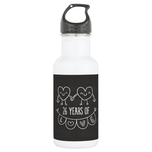 26e Jubileum Gift Chalk Hearts Waterfles (Voorkant)