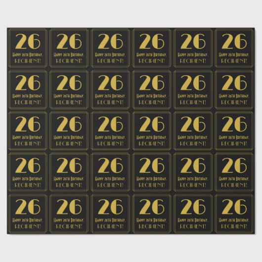 26e verjaardag ~ Art Deco geïnspireerde look "26", Cadeaupapier (Zoom)