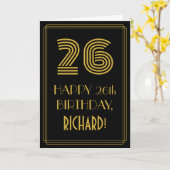 26e verjaardag: Art Deco Geïnspireerde look "26" e Kaart (Gele Bloem)