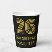 26e verjaardag: Art Deco Geïnspireerde look "26" e Papieren Bekers (Achterkant)