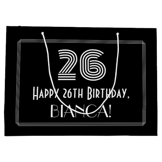 26e verjaardag — Art Deco geïnspireerde look "26"  Groot Cadeauzakje (Achterkant)