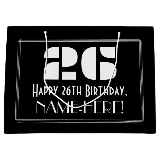 26e verjaardag ~ Art Deco geïnspireerde look "26"  Groot Cadeauzakje (Voorkant)