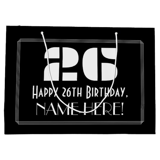 26e verjaardag ~ Art Deco geïnspireerde look "26"  Groot Cadeauzakje (Achterkant)