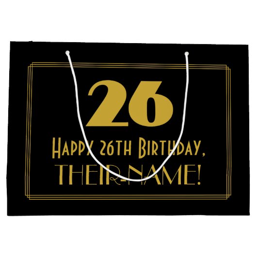26e verjaardag — Art Deco geïnspireerde look "26"  Groot Cadeauzakje (Achterkant)