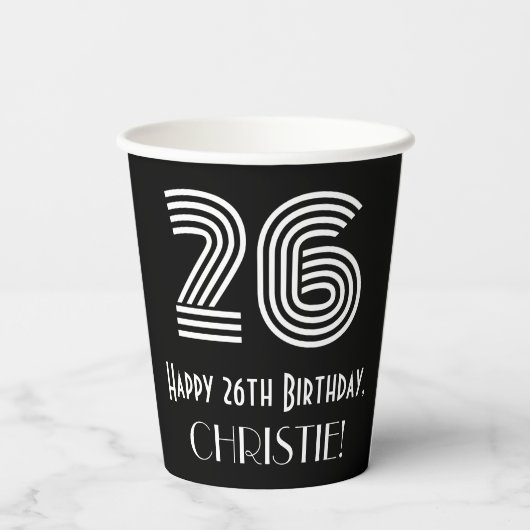26e verjaardag — Art Deco Geïnspireerde look "26"  Papieren Bekers (Achterkant)