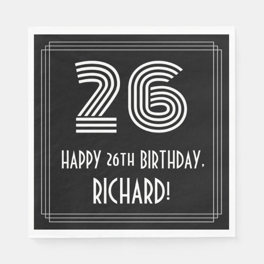 26e verjaardag: Art Deco Geïnspireerde look "26" + Servet (Voorkant)