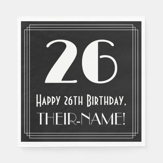 26e verjaardag ~ Art Deco geïnspireerde look "26", Servet (Voorkant)