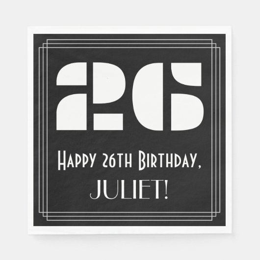 26e verjaardag: Art Deco Geïnspireerde look "26" + Servet (Voorkant)
