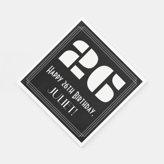 26e verjaardag: Art Deco Geïnspireerde look "26" + Servet (Hoek)