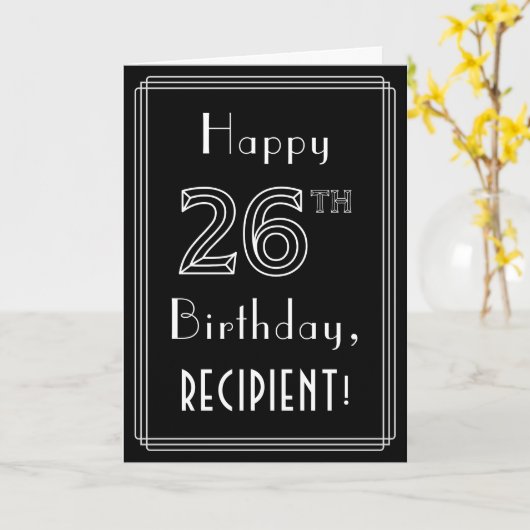 26e verjaardag: Art Deco Style # 26 en aangepaste  Kaart (Gele Bloem)