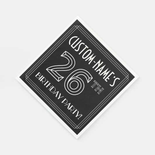 26e verjaardag: Art Deco Style + aangepaste naam Servet (Hoek)