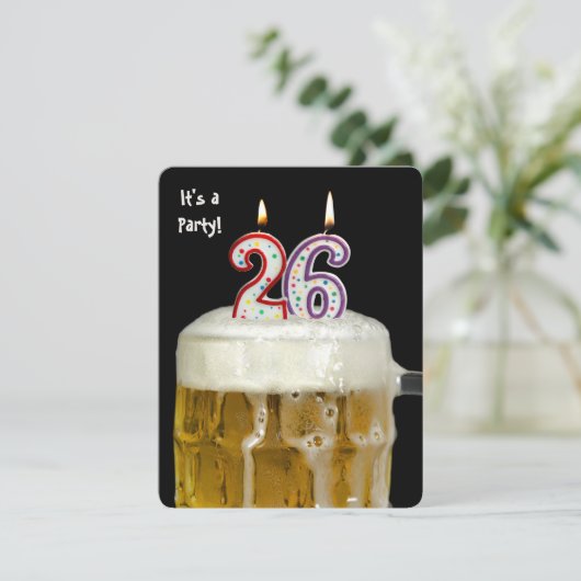26e verjaardag Bier Party uitnodiging (Staand voorkant)