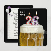 26e verjaardag Bier Party uitnodiging (Voorkant / Achterkant)