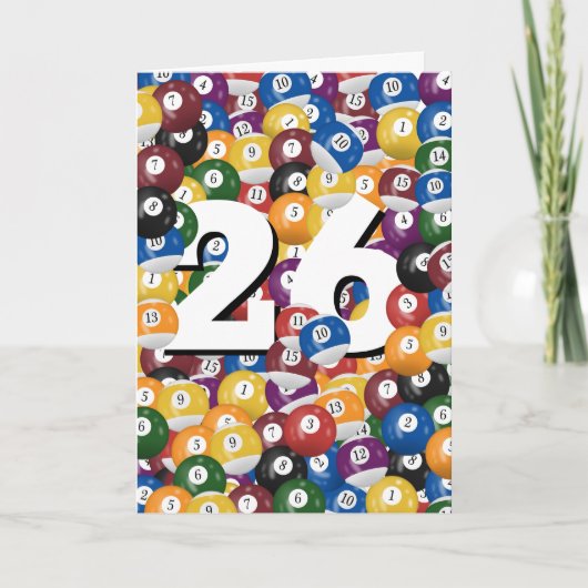 26e verjaardag biljartballen kaart (Voorkant)