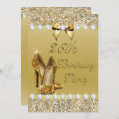 26e Verjaardag Classy Gold Heels Sequins Diamanten Kaart (Voorkant / Achterkant)