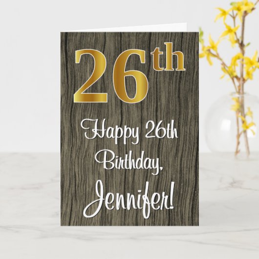 26e verjaardag: Elegant Faux Gold Kijk #, Faux Woo Kaart (Gele Bloem)