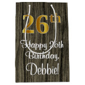 26e verjaardag: Elegant Faux Gold Kijk #, Faux Woo Medium Cadeauzakje (Voorkant)