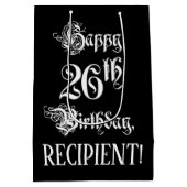 26e verjaardag: Fancy, elegant script + aangepaste Medium Cadeauzakje (Achterkant)