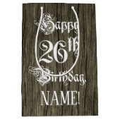 26e verjaardag: Fancy, Faux Wood Kijk + Aangepaste Medium Cadeauzakje (Voorkant)