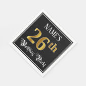 26e verjaardag — Fancy script, Faux Gold look Servet (Hoek)