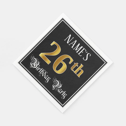 26e verjaardag — Fancy script, Faux Gold look Servet (Hoek)