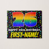 26e verjaardag — Fun, kleurrijk Star Field Pattern Legpuzzel (Horizontaal)