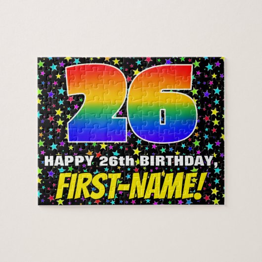 26e verjaardag — Fun, kleurrijk Star Field Pattern Legpuzzel (Horizontaal)