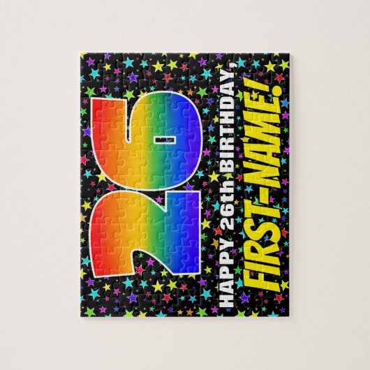 26e verjaardag — Fun, kleurrijk Star Field Pattern Legpuzzel (Verticaal)