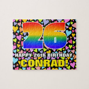 26e verjaardag — Fun, liefhebbende hartvormen + "2 Legpuzzel