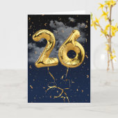 26e verjaardag Gold Mylar ballon en Confetti Card Kaart (Gele Bloem)