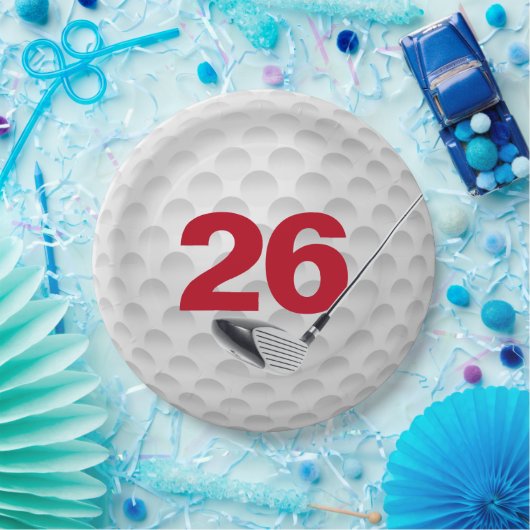 26e verjaardag golfbal design papier Bord (Feest)
