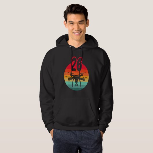 26e verjaardag I Retro afstandsbedieningstoetsen m Hoodie (Voorkant volledig)