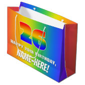 26e verjaardag: kleurrijk, vun regenboogpatroon #  groot cadeauzakje (Voorkant Gekanteld)